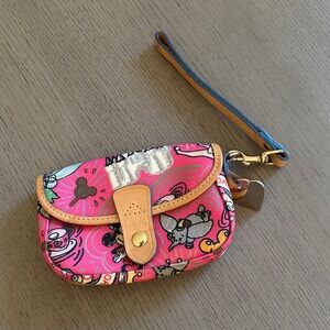Dooney & Bourke Pink Character Wristlet with Tan Trim